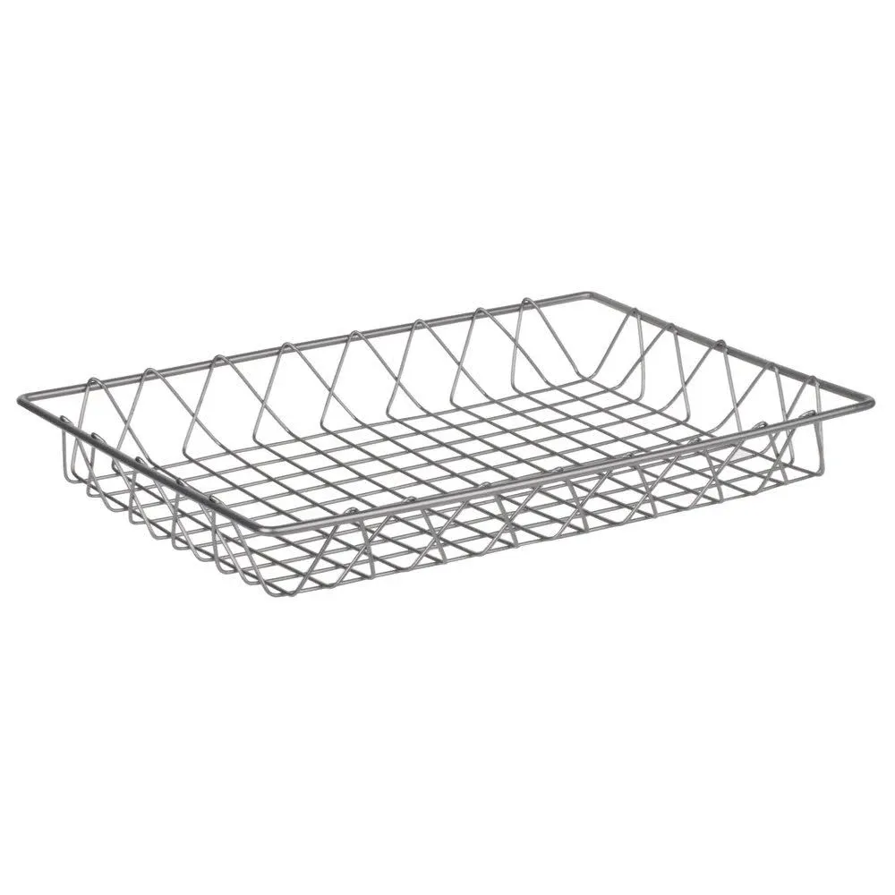 Get Melamine Wire Baskets Gray 18 inch x 12 inch Wire Pastry Basket 2 inch Deep IR-903GR