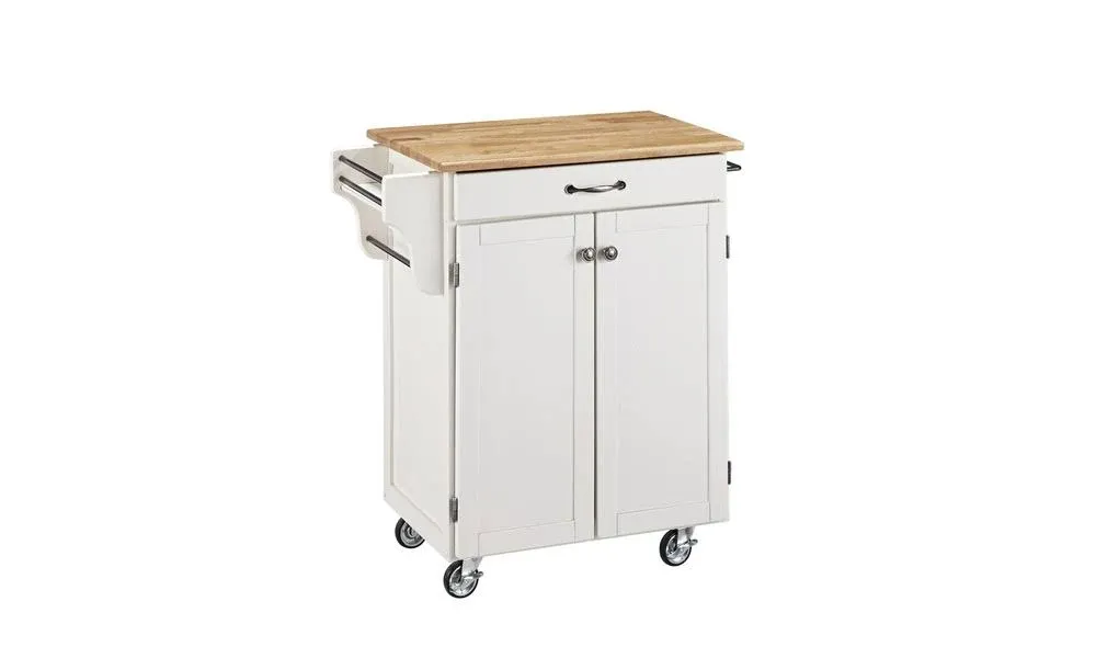 Homestyles Cuisine Kitchen Cart, Wood Top, 18.75 x 32.5 x 35.5 inches, Off White