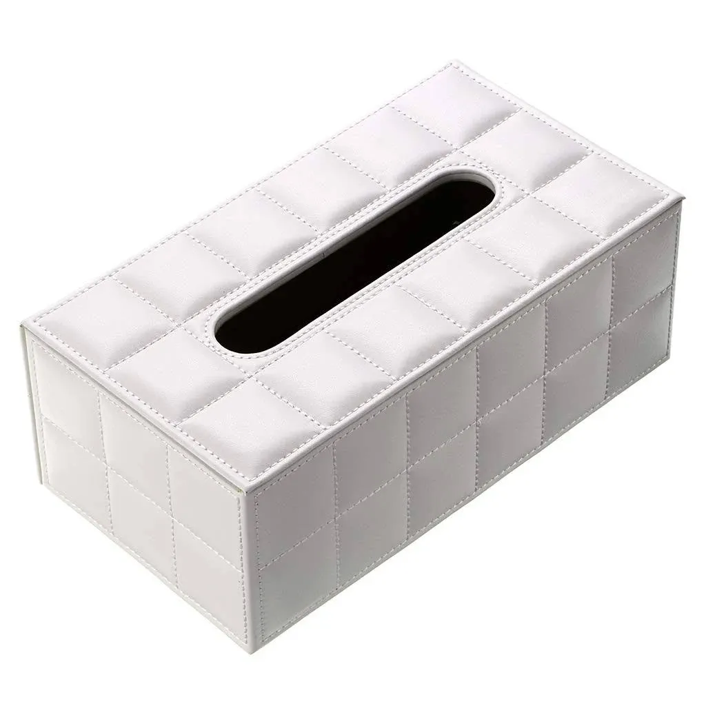 Sumnacon Stylish PU Leather Tissue Box Holder, Rectangular Napkin Holder Pumping ...