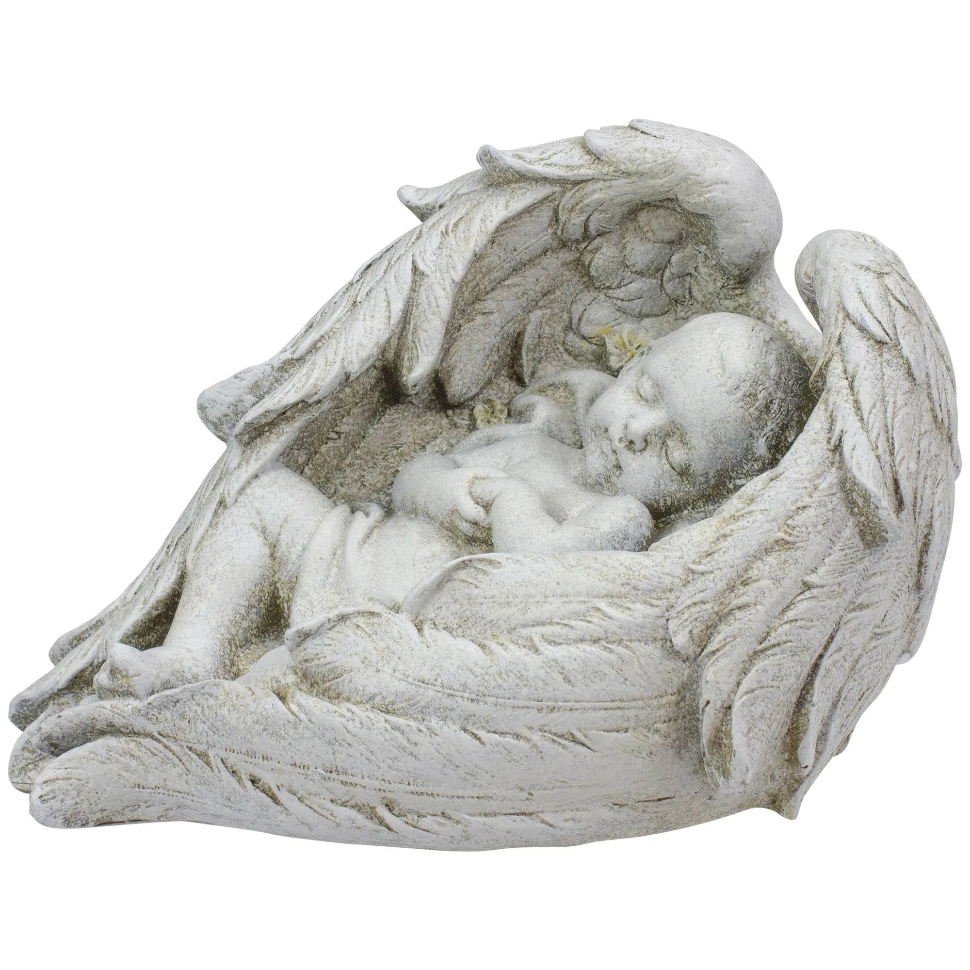 Roman Joseph Studio Sleeping Baby in Wings Garden Statue 6 Inch Grey 604021