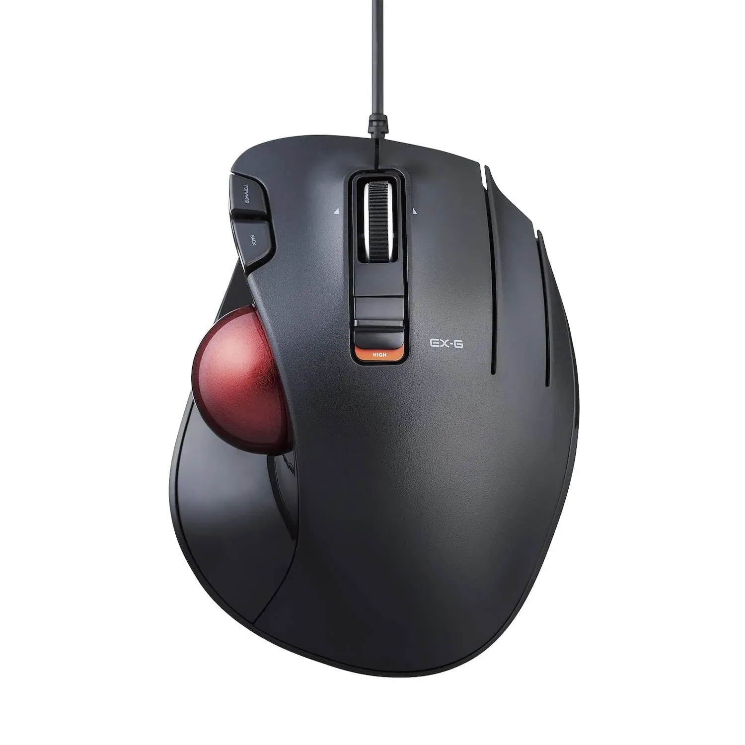 ELECOM EX-G Trackball Mouse, Wired, Thumb Control, Ergonomic Design, 5-Button Fu