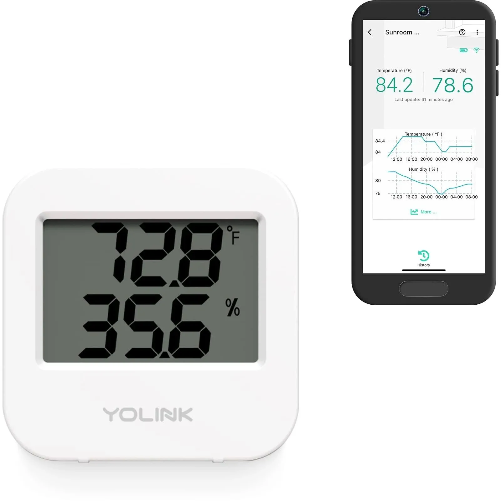 YoLink Smart Wireless Temperature & Humidity Sensor, Wide Temp Range for Freezer, Fridge, Green House, Pet Cage, App Alerts, Emails, Text/SMS Alerts