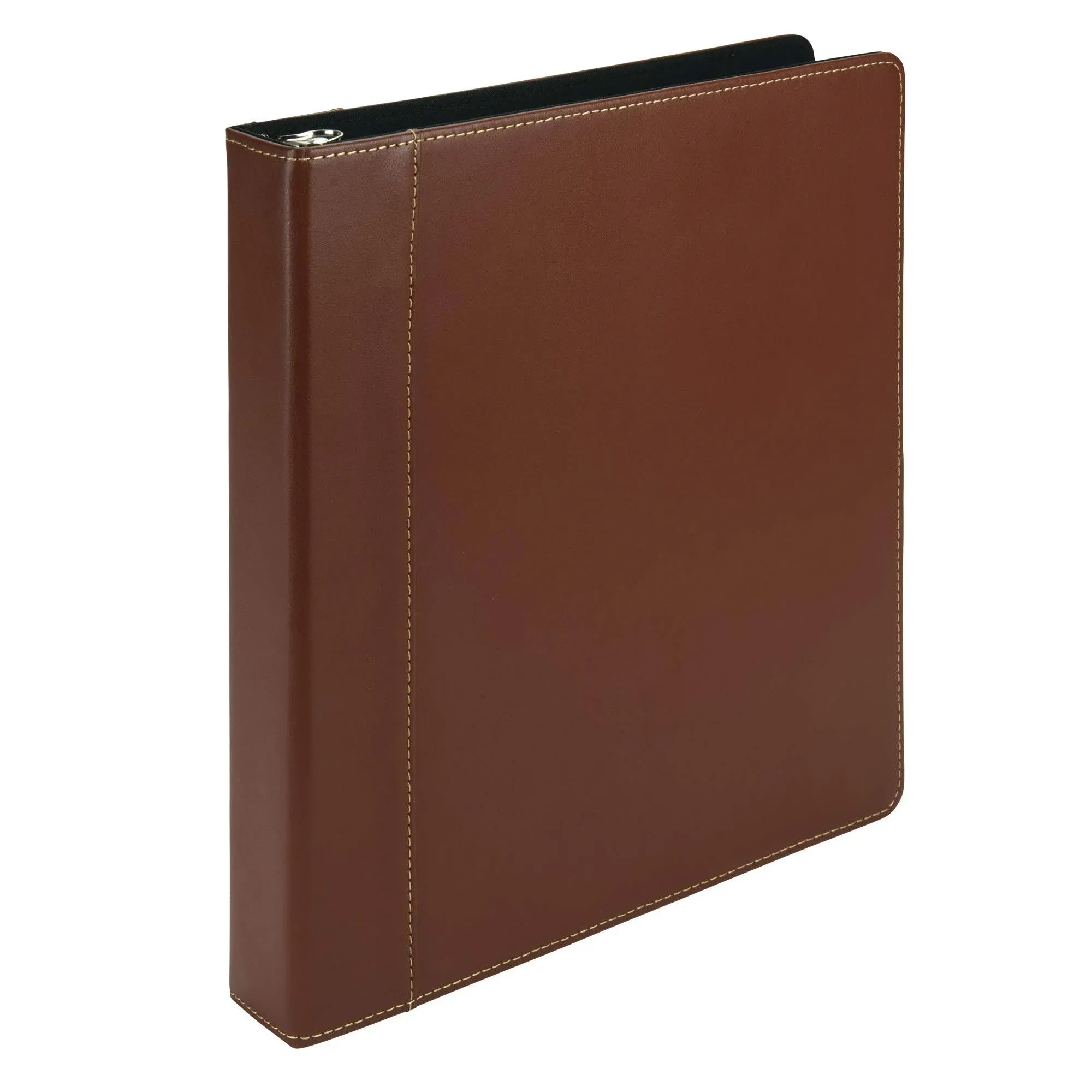 Contrast Stitch Leather 3 Ring Binder, Portfolio Organizer (Tan, 8.5 x 11&#034; Ca...