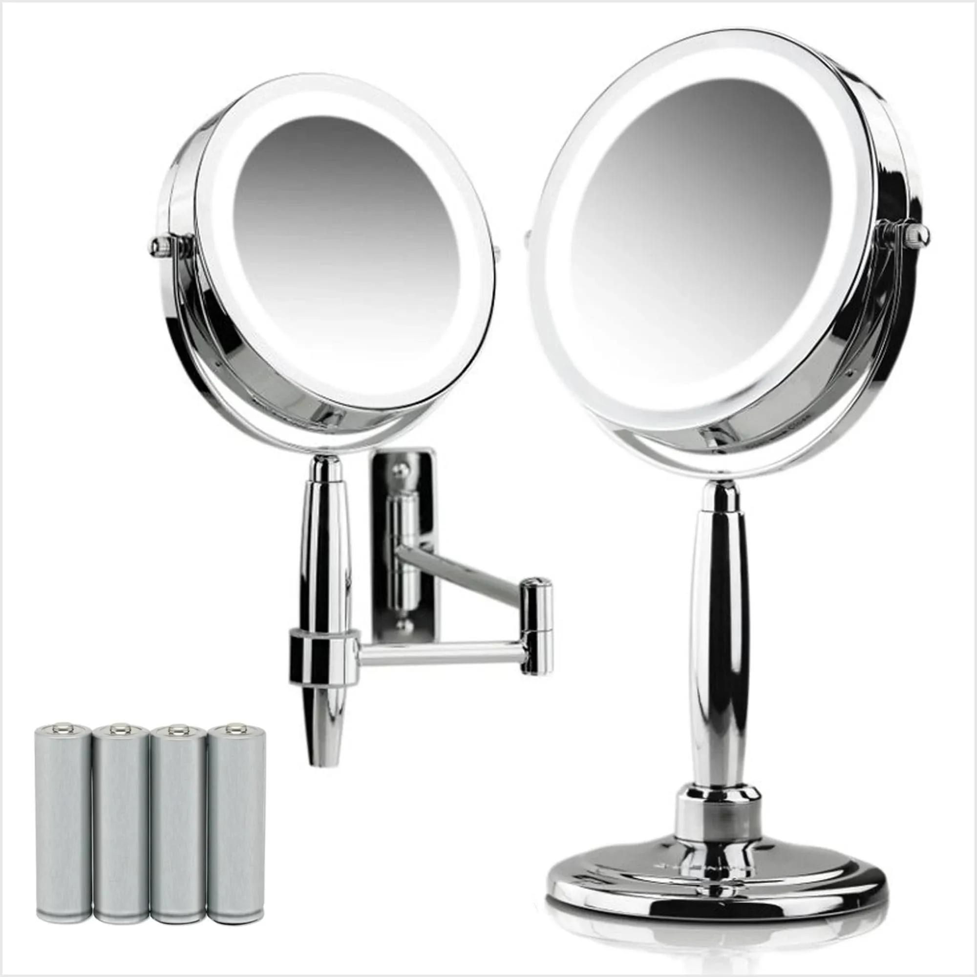 Ovente Lighted 3-in-1 Makeup Mirror Tabletop - Chrome