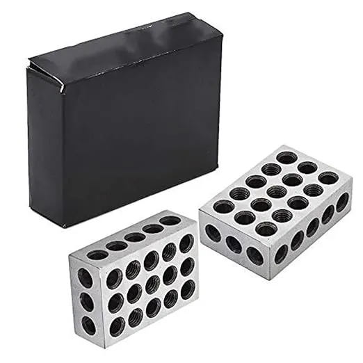 Findmall 1 x 2 x 3 inch Blocks Matched Pair Hardened Steel 23 Holes Accuracy Machinist Milling