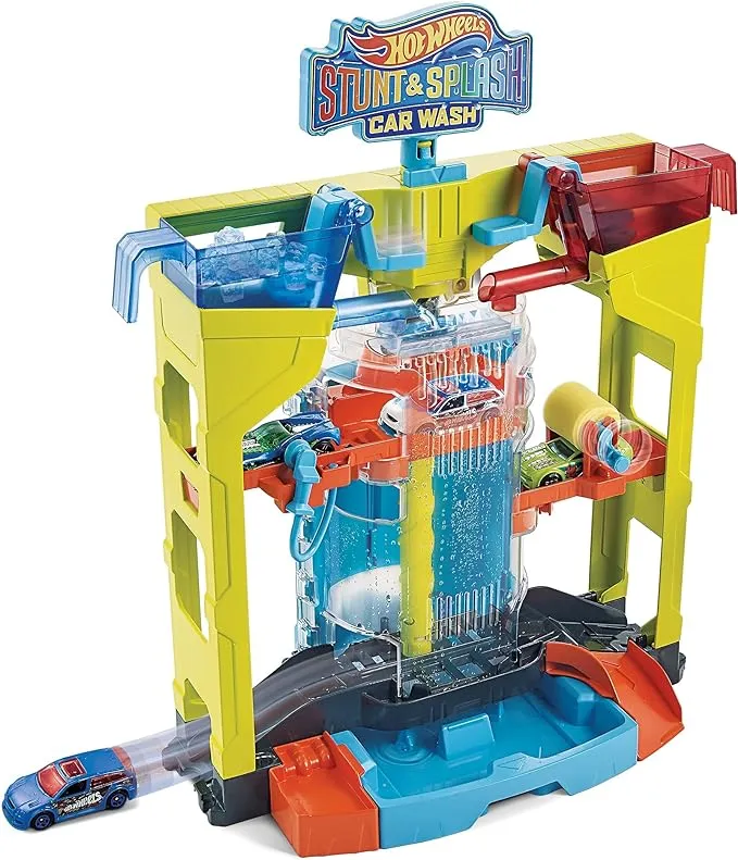 Hot Wheels Mattel Stunt & Splash Car Wash Playset 