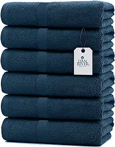 DAN RIVER 100% Cotton Bath Towel Set Pack of 6| Soft Large Bath Towel| Highly Absorbent| Daily Usage Bath Towel| Ideal for Pool Home Gym Spa Hotel| Black Towel Set|Bath Towel Set 24x48 in|450 GSM