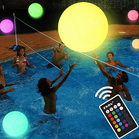 Pool Toys - LED Beach Ball with Remote Control - 16 Colors Lights and 4 Light Modes, 100ft Control Distance - Outdoor Beach Party Games for Kids Adults, Pool Patio Garden Decorations (1PCS).