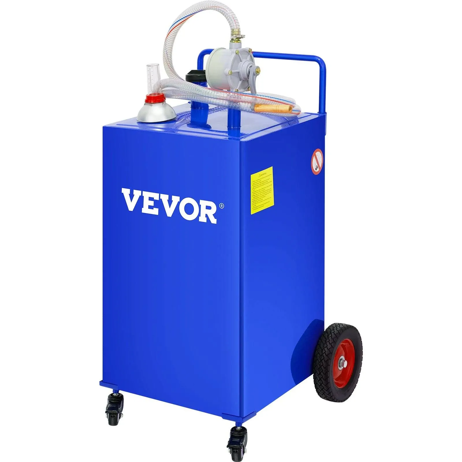 VEVOR 30 Gallon Fuel Caddy Gas Storage Tank & 4 Wheels with Manuel Transfer Pump