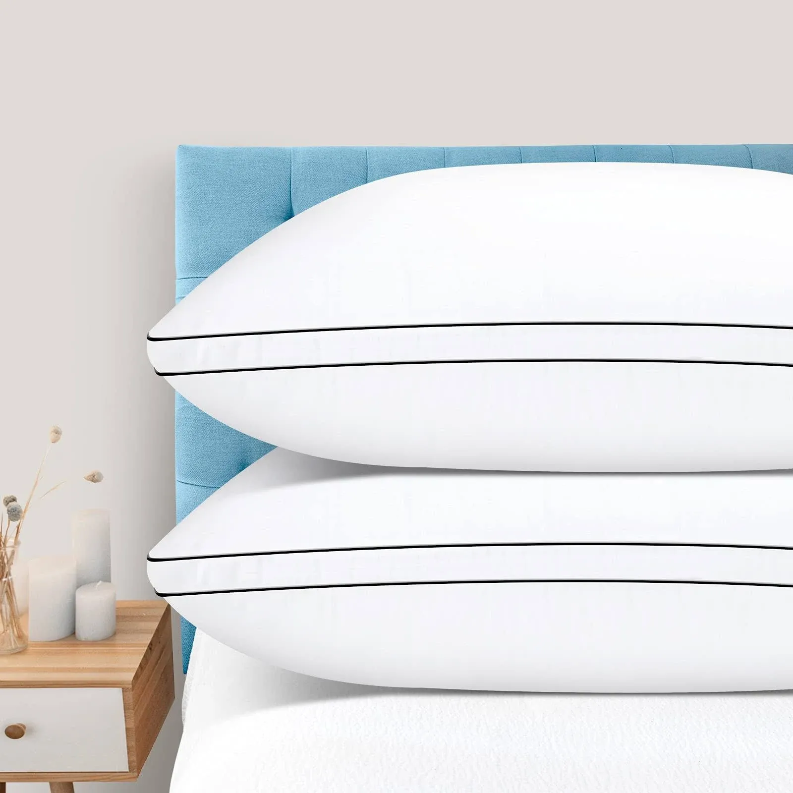 DolceLuna Bed Pillows King Size for Sleeping 2 Pack, Down Alternative Hotel ...