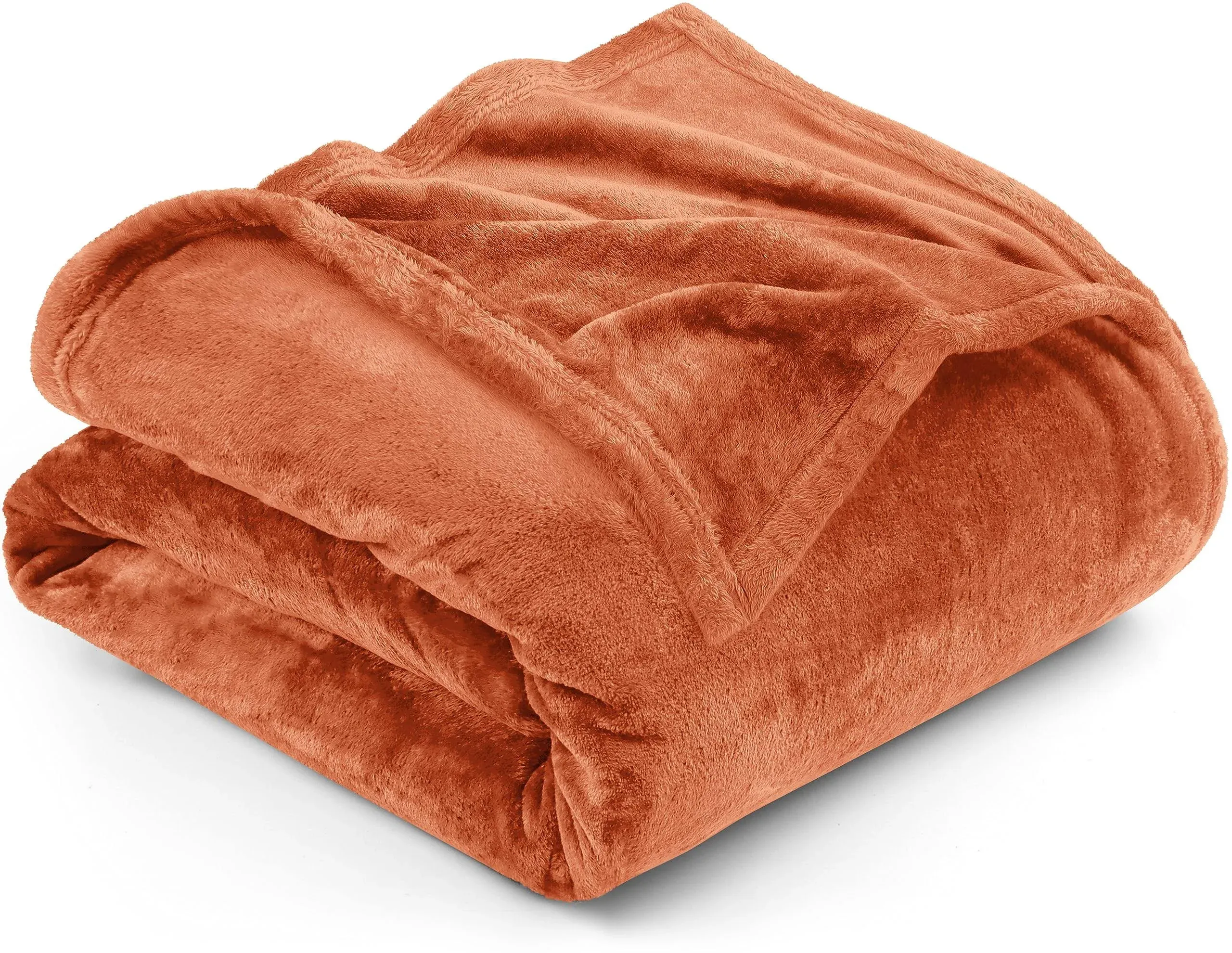 Utopia Bedding Fleece Blanket Full Size Burnt Orange 300GSM Luxury Fuzzy Soft Anti-Static Microfiber Bed Blanket (90x84 Inches)