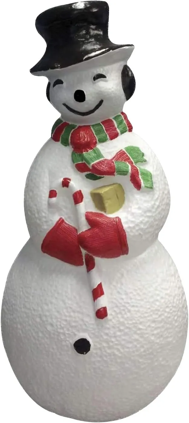 PMU Christmas Light-Up Snowman - Large Blow Mold Plastic Statue Illuminated with 6' Cord and Light - Perfect Decor for Christmas Festivals, Events, Garden, Indoor & Outdoor Parties - 40 Inch Snowman