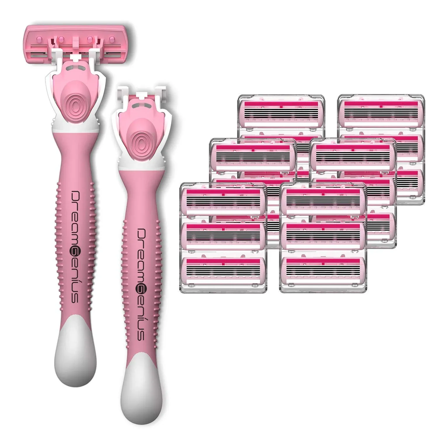 DreamGenius Razors for Women Shaving,6-Blade Includes 2 Handles and 19 Refills ...