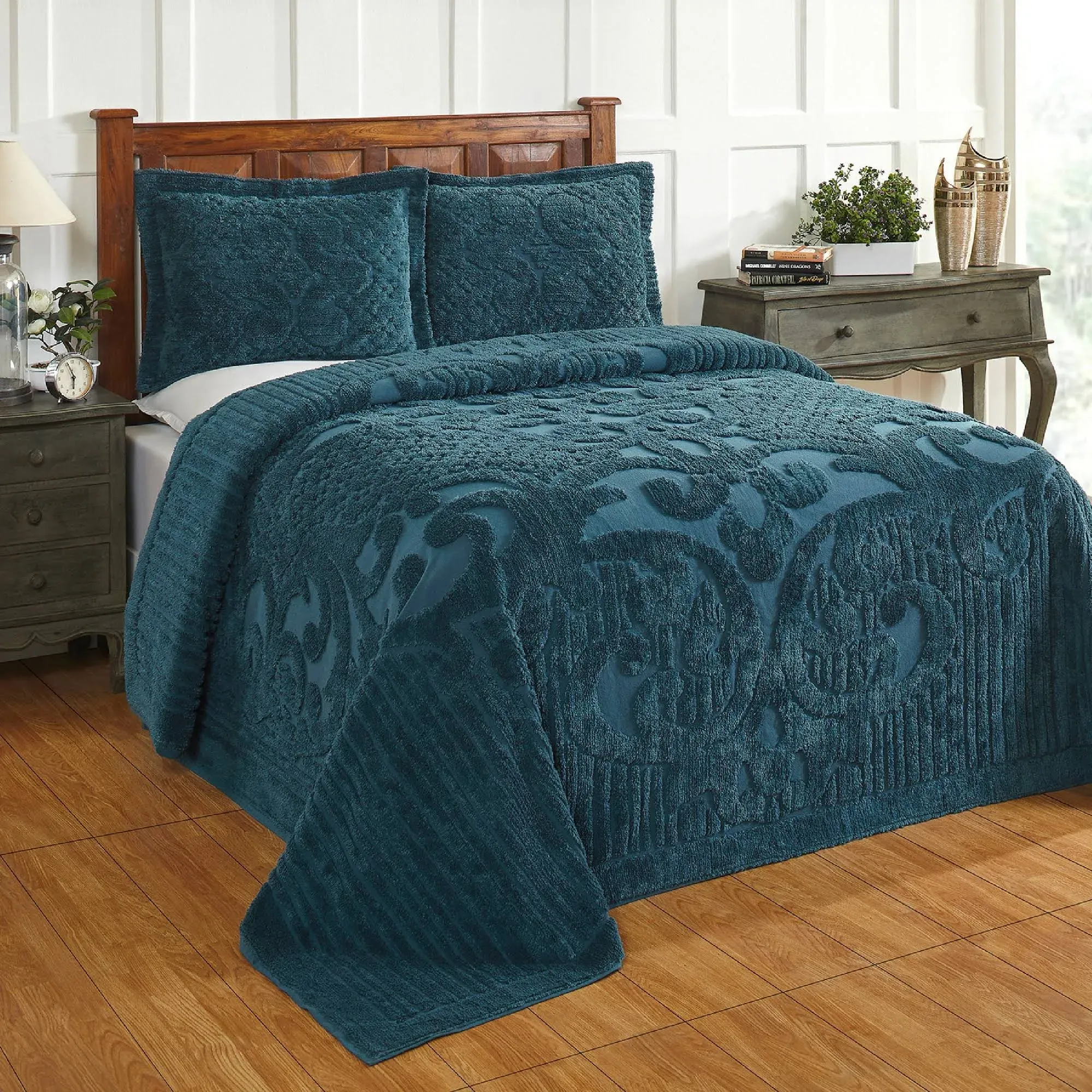 Better Trends Ashton Medallion 100% Cotton Queen Bedspread - Teal