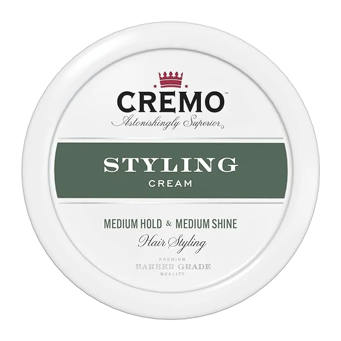 Cremo Premium Barber Grade Hair Styling Cream, Medium Hold, Medium Shine, 4 Oz