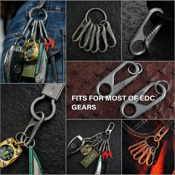 MecArmy CH6 Titanium Carabiner Keychain Clip, EDC Small Backpack Clip Heavy Duty Key Clips Quick Release Key Chain for Keys Outdoors