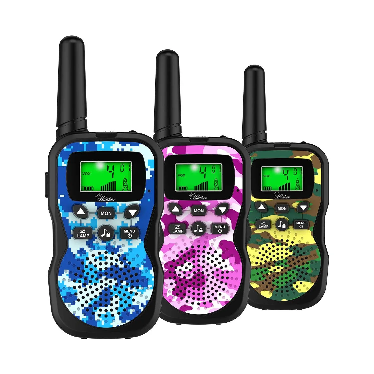 Huaker Kids Walkie Talkies,3 Pack 22 Channels 2 Way Radio Toy with Flashlight and LCD Screen,3 Miles Range Walkie Talkies for Kids Outside