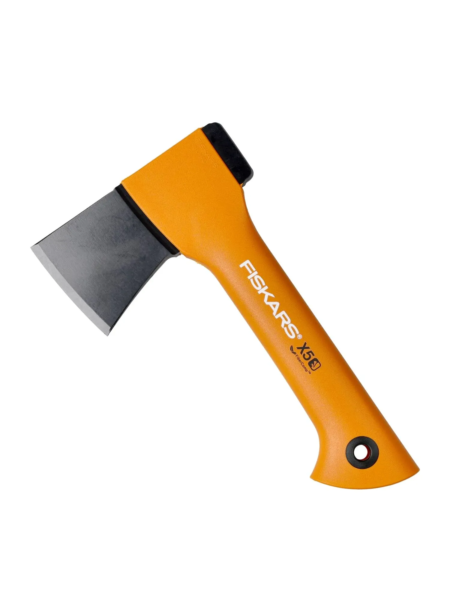 Fiskars Camping Axe XXS X5, Storage and Carrying Case Included, Length: 23 cm, Non-stick Coating, Weight: 480 g, High Steel Blade/Reinforced plastic handle, Orange, 1015617