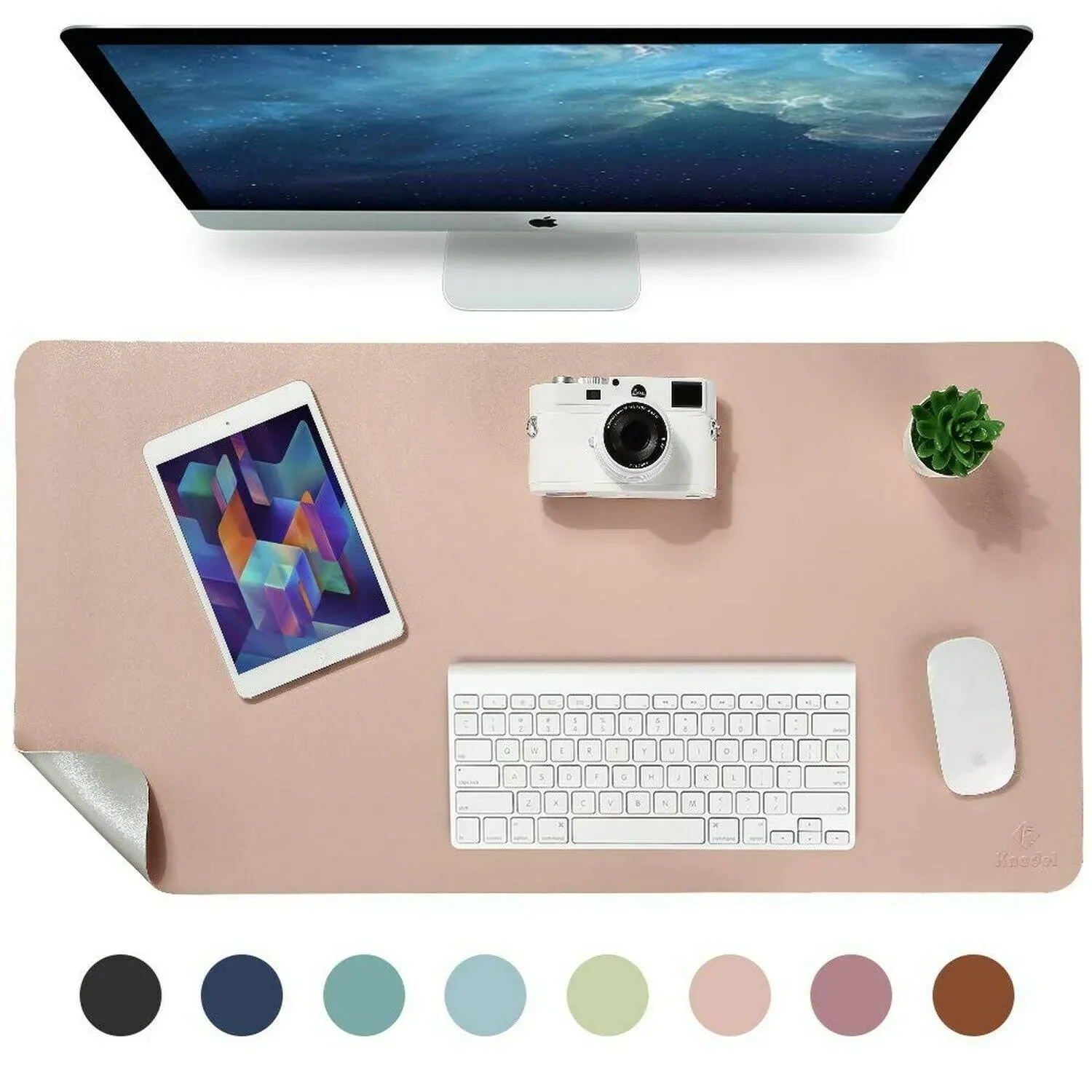 K KNODEL Large Desk Mat, Office Desk Pad, Computer Desk Mat, Laptop Mat for Desk, Desk Protecor Mat, Desktop Mat, Desk Writing Pad, Desk Blotter Pad, Desk Cover Mat (35.4"x17", Pink)