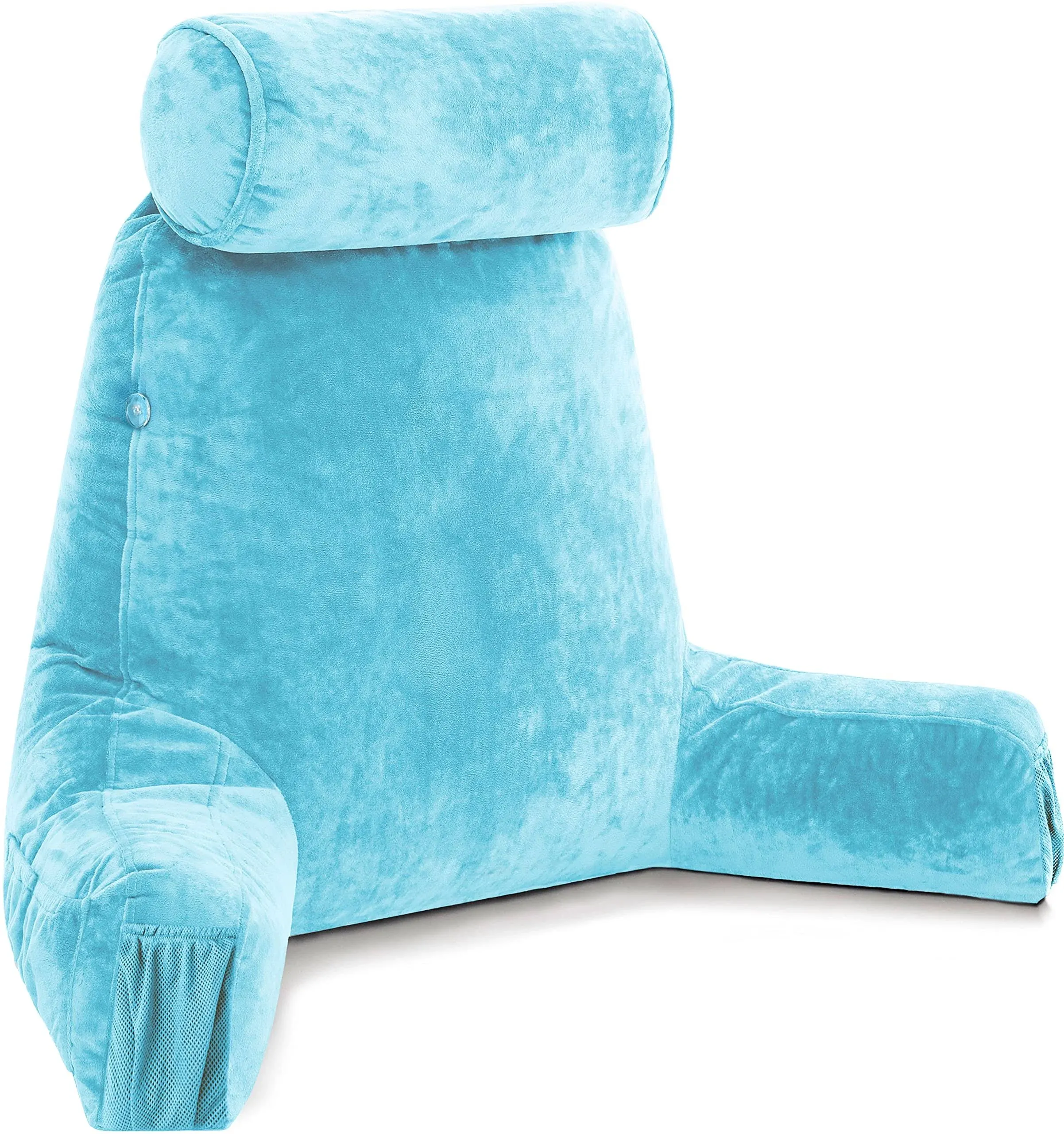 Medium Pillow Carolina Blue, Reading Pillow, Removable Neck Roll and Cover