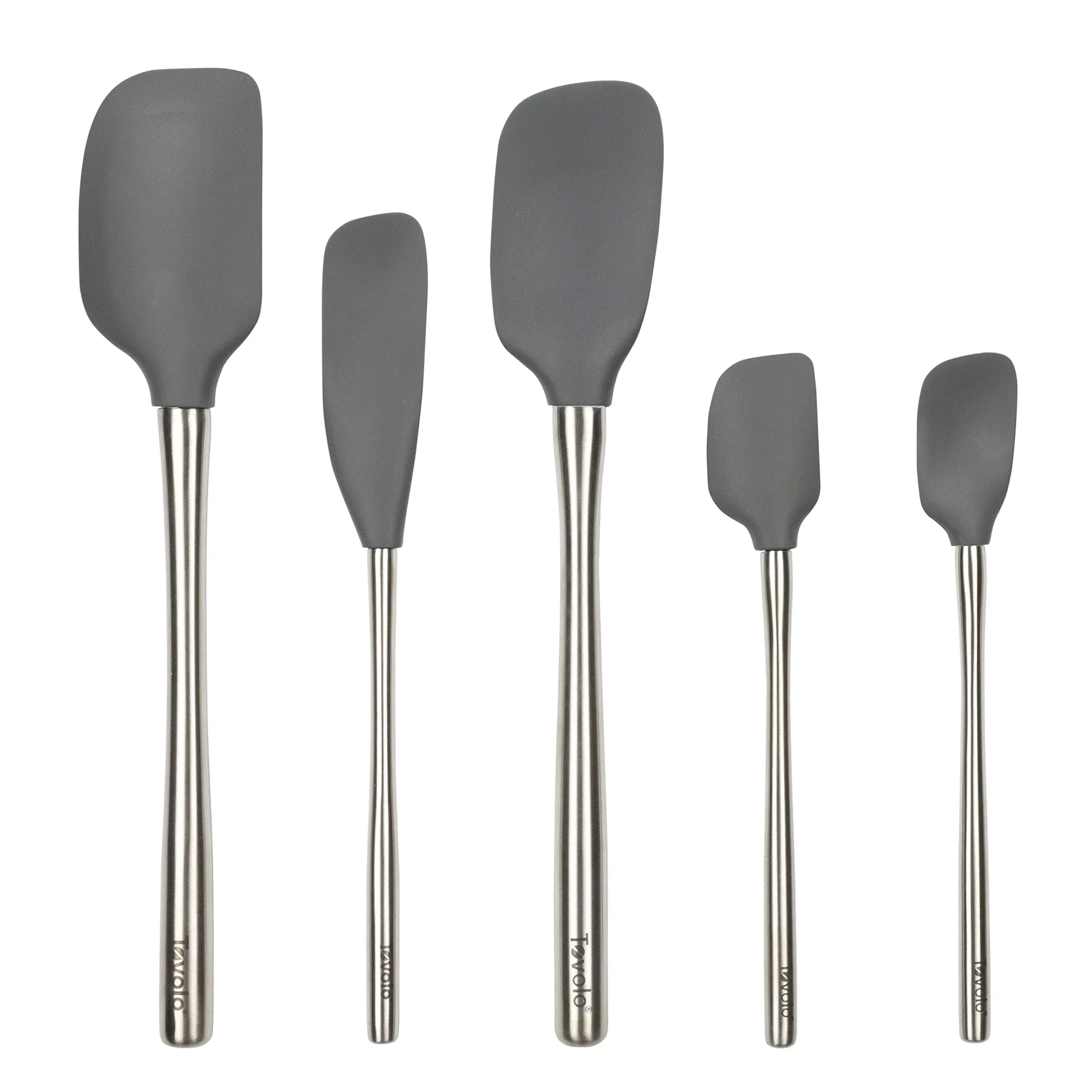 Tovolo Flex-Core Stainless Steel Handled Spatula Set of 5 for Meal Prep, Baking,