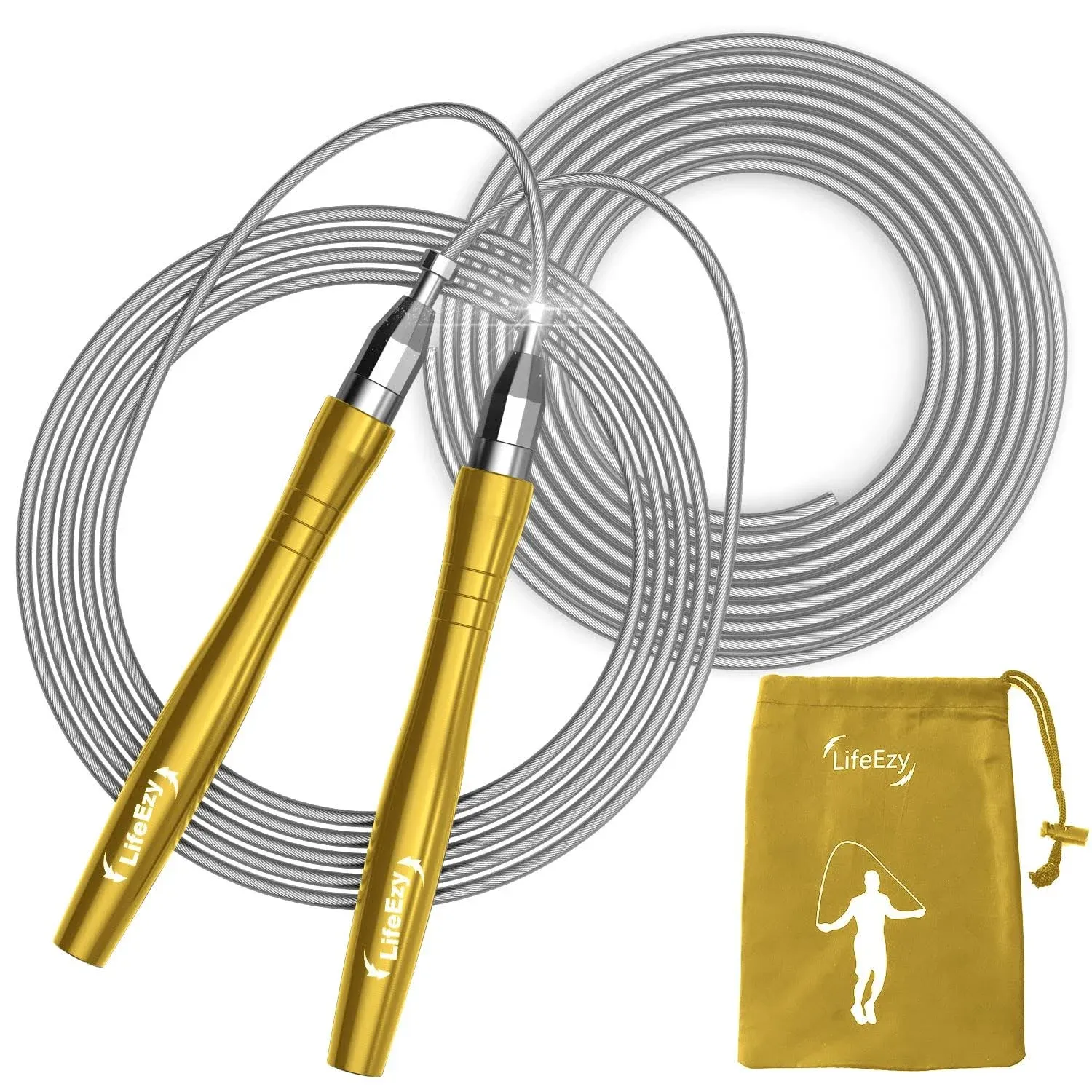 LIFEEZY Jump Rope, High Speed Weighted Jump Rope - Premium Quality Tangle-Free - Self-Locking Screw-Free Design - Jump Ropes for Fitness, Steel