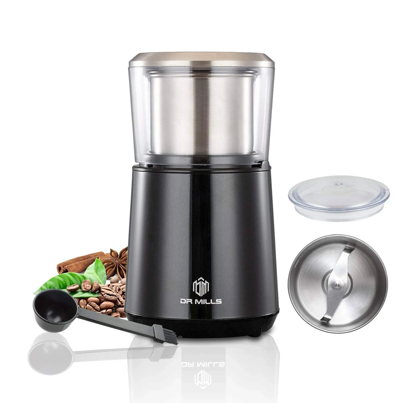 Dr Mills DM-7451 Electric Coffee Grinder, Coffee Bean Grinder Electric Dried Spice, Nut, Herb Grinder, Detachable Cup, Dishwashable, SUS304