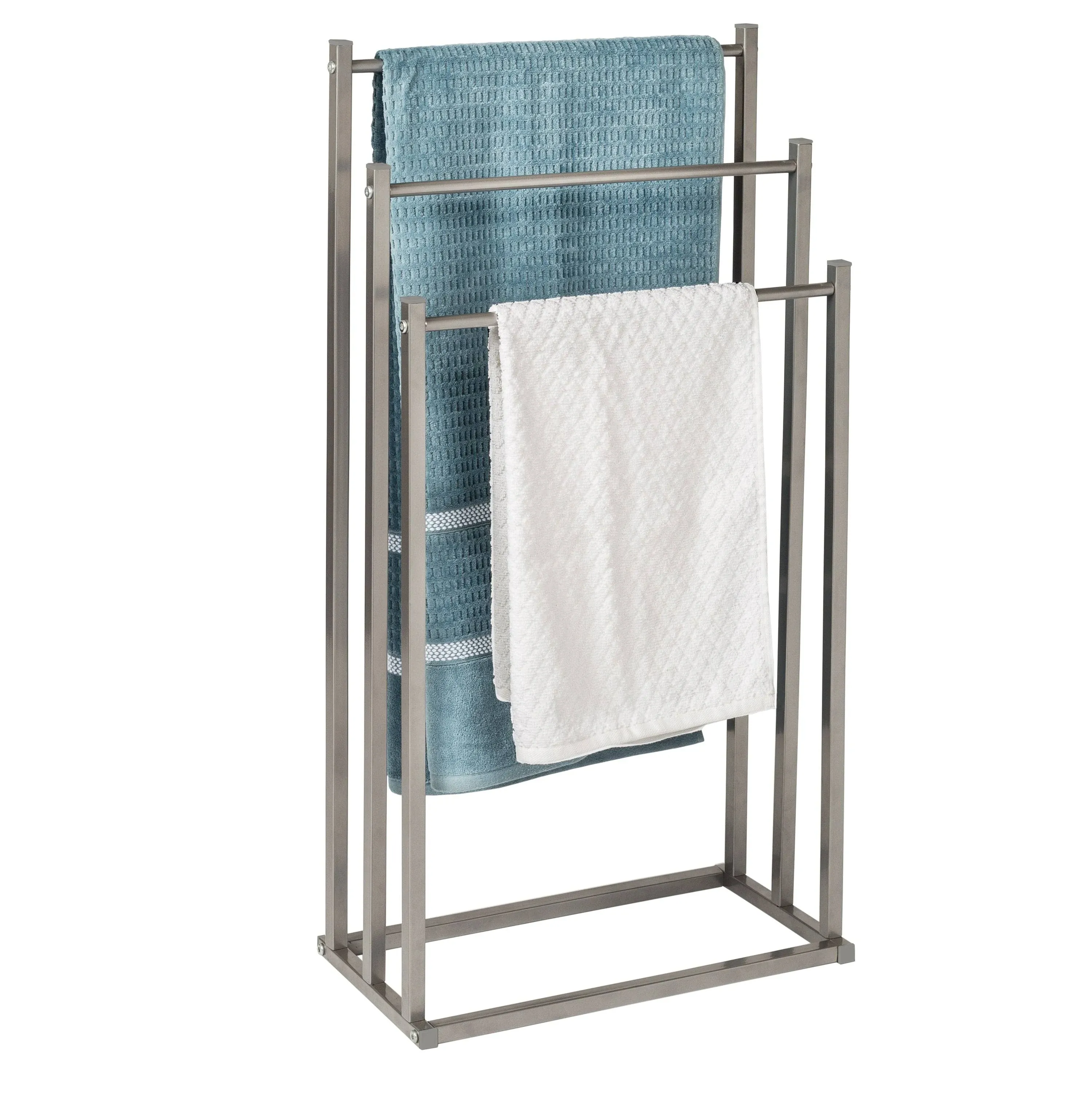 Honey-Can-Do Steel 3-Tier Freestanding Towel Rack, Satin Nickel