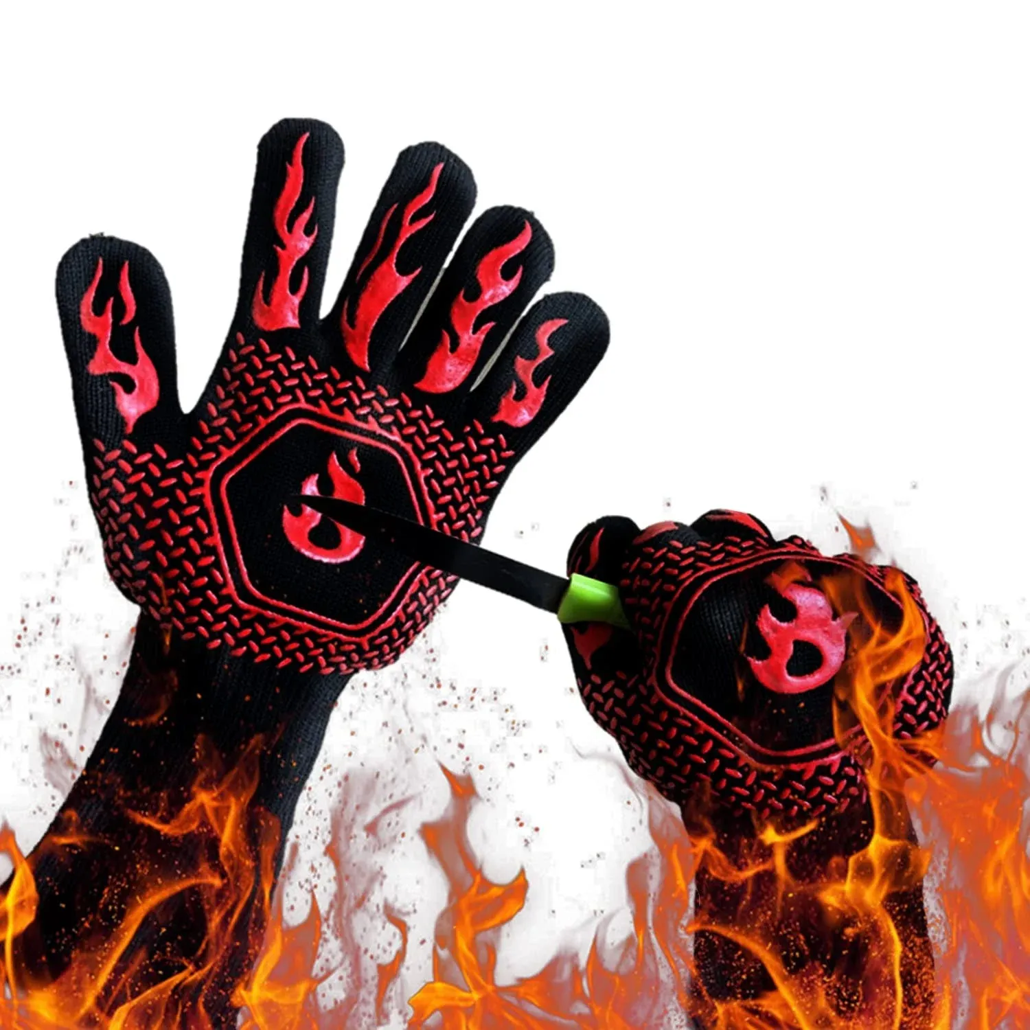 BBQ Fireproof Gloves - Grill Cut-Resistant Gloves 1472°F Extreme Heat Resistant