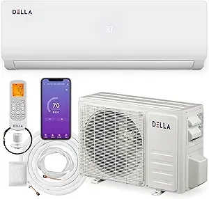 della 9000 BTU WiFi Enabled 19 SEER Cools Up to 400 Sq.ft 115V Energy Efficient Mini Split Air Conditioner & Heater Ductless Inverter System, with