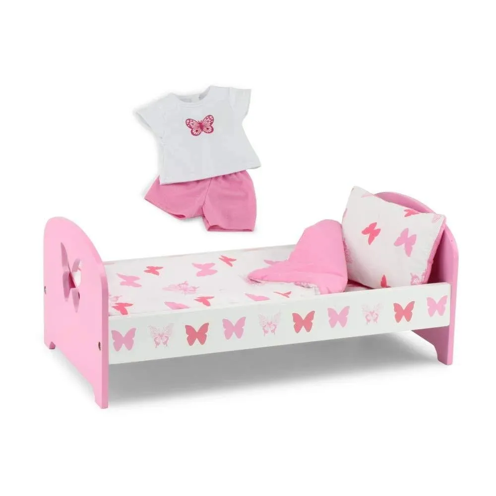 Emily Rose 18 Inch Doll Bed Furniture with Butterfly