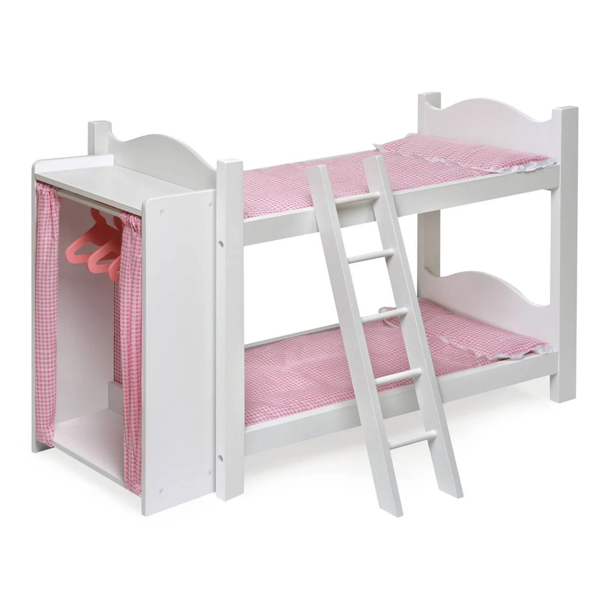 Doll Armoire Bunk Bed w/ Ladder in White/Pink - Badger Basket 01856