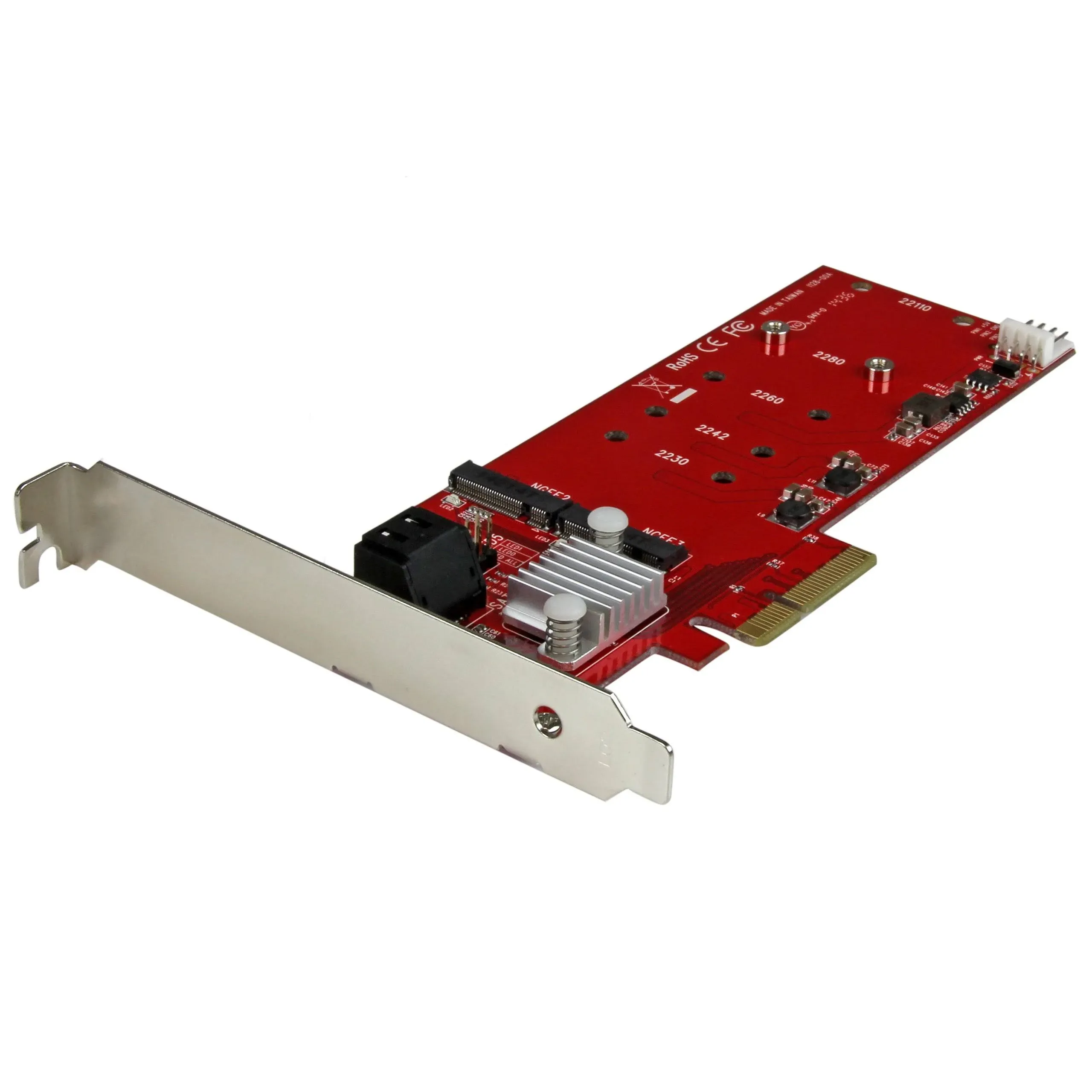 StarTech.com 2x M.2 SATA SSD Controller Card - PCIe - PCI Express M.2 SATA III Controller - NGFF Card Adapter (PEX2M2), Red