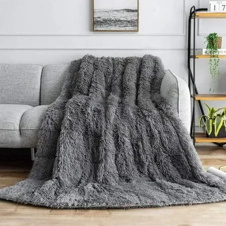 Uttermara Weighted Blanket Queen Size 15 Pounds for Adults, Sherpa Faux Fur Heavy Blanket for Couch Bed, Super Soft Plush Fleece & Cozy Sherpa Reverse, Luxury Long Fur Throw Blankets, 60" x 80", Gray