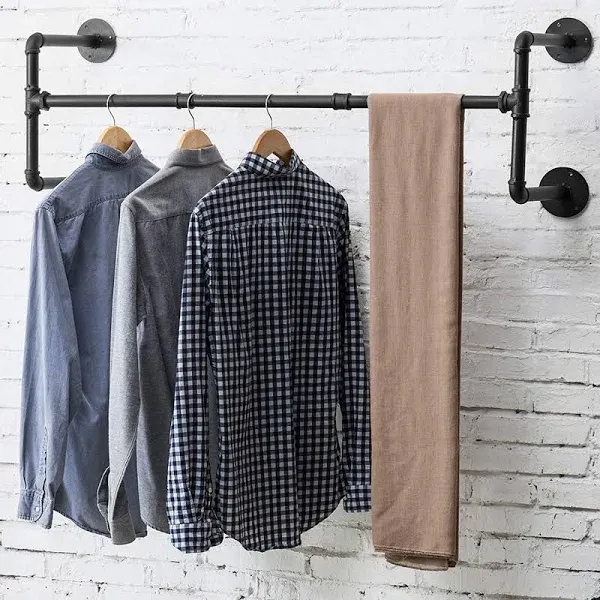 Black Hanging Clothes Display Garment Rack, Industrial Pipe Style Clothes Rack