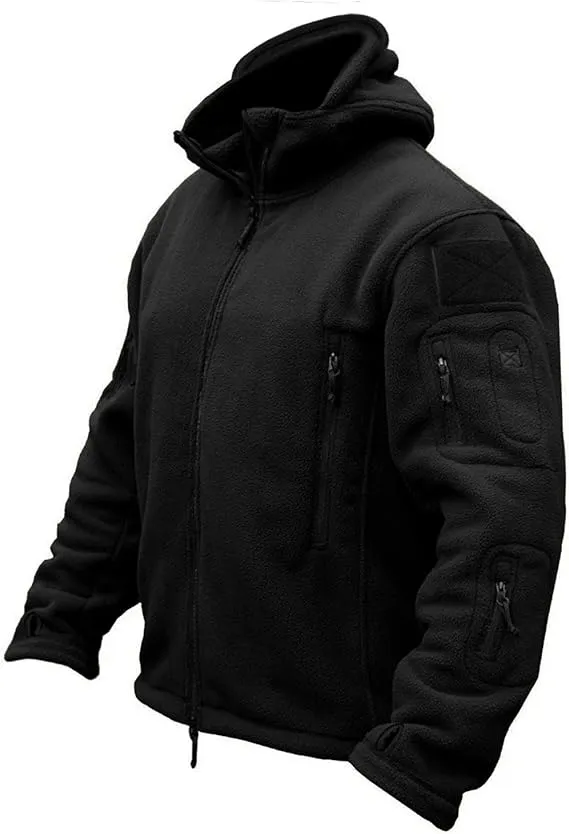 CRYSULLY Men's Military Tactical Sport Warm Fleece Hooded Outdoor Adventure Jacket Coats