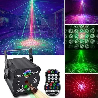 Proyector Laser Luces LED Para Fiestas Maquina Luz De Discoteca Sonido Activado