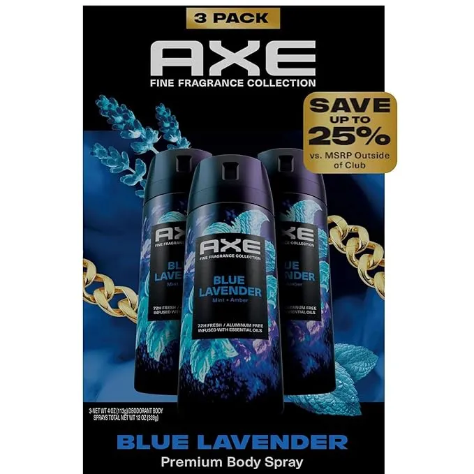 Axe Fine Fragrance Collection Premium Deodorant Body Spray Blue Lavender