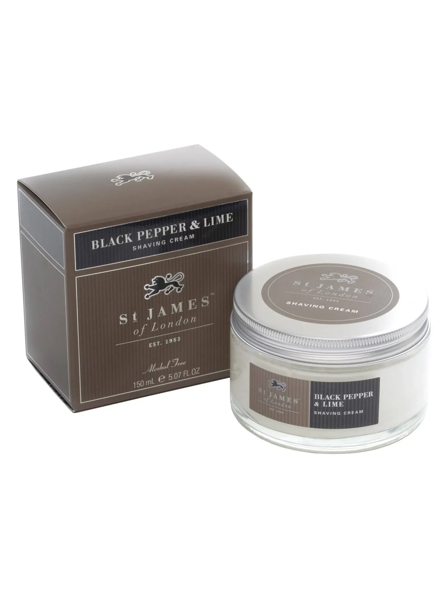 St James of London Black Pepper & Lime Shave Cream Jar, 5.07oz