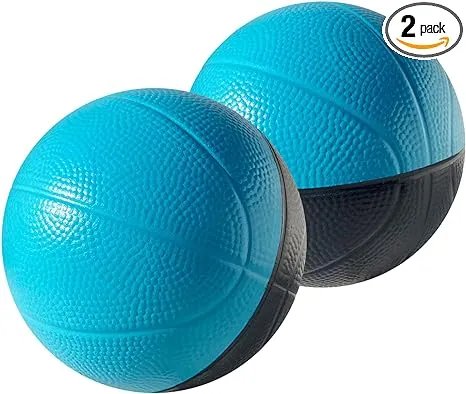 4" Mini Foam Basketball for Indoor Mini Hoop Basketball Games, 2 Pack | Mini Indoor Basketball Hoop Games & Kids Mini Hoops (Blue/Black)