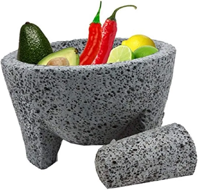 OUTASIGHT Molcajete authentic Handmade Mexican Mortar and Pestle 8.5"