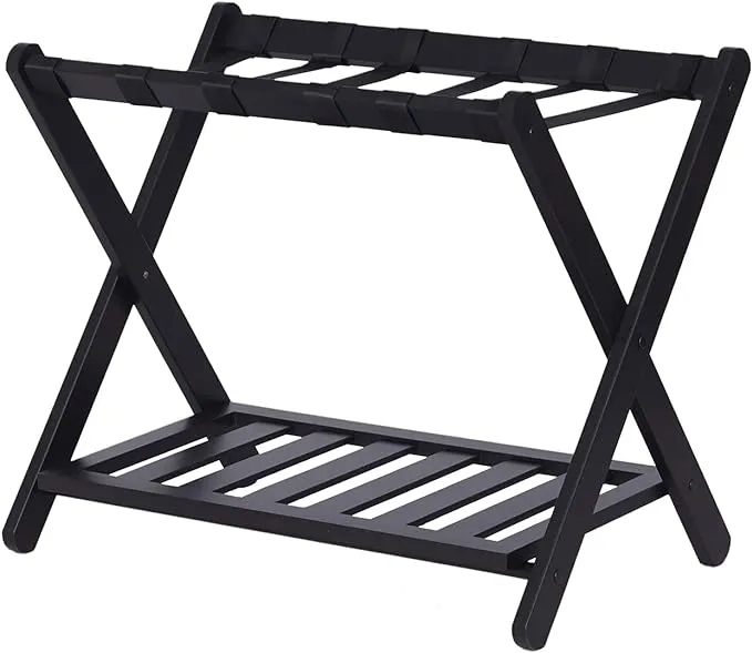 Luggage Rack with Shelf Folding Luggage Rack for Guest Room Bedroom Hotel