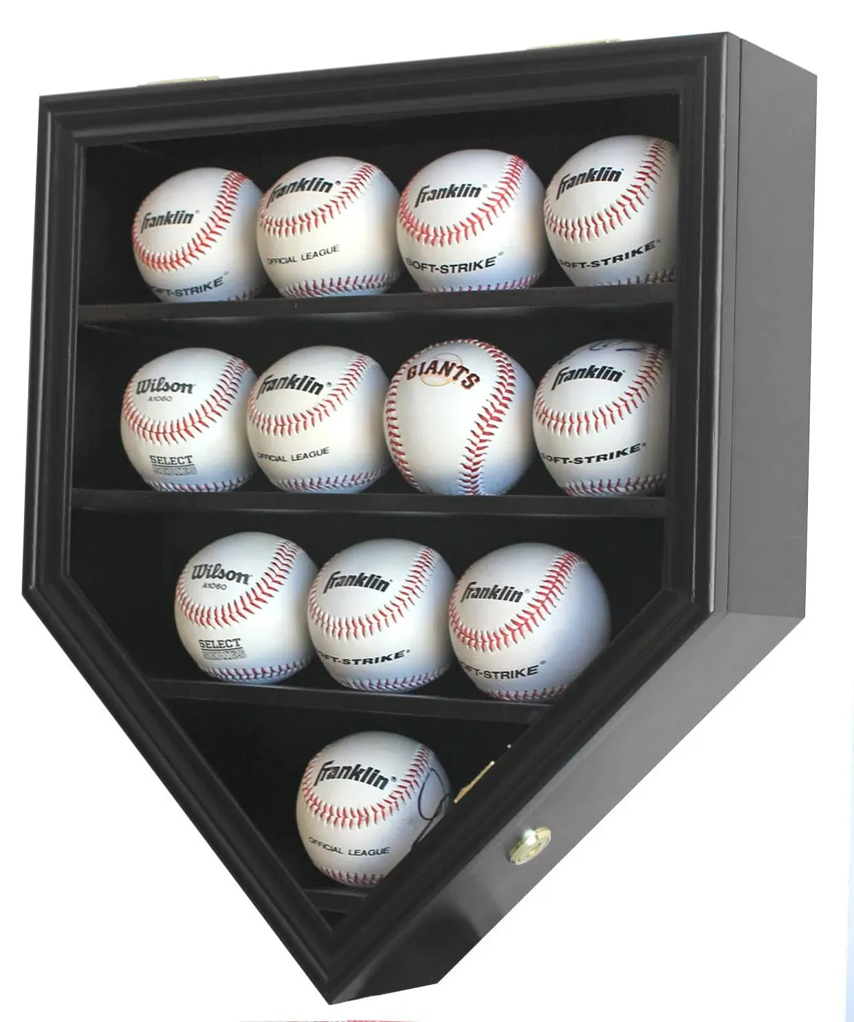 Baseball Display Case | Baseball Holders for Balls | Display Baseballs | 12 Ball Display Box | 96% Clear Antifade UV Protection | with Gold Locks for Homerun Autograph Ball | Small