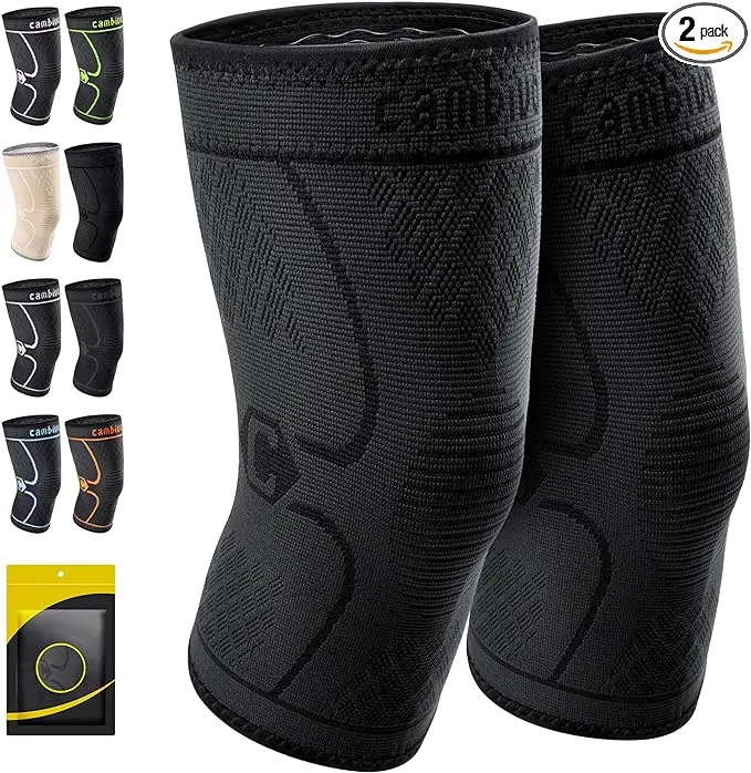 CAMBIVO 2 Pack Knee Braces for Knee Pain, Knee Compression Sleeve for Men and Women, Knee Support for Meniscus Tear, Running, Weightlifting, Workout, ACL, Arthritis, Joint Pain Relief (Black,XXX-Large)CAMBIVO 2 Pack Knee Braces for Knee Pain, Knee Compre