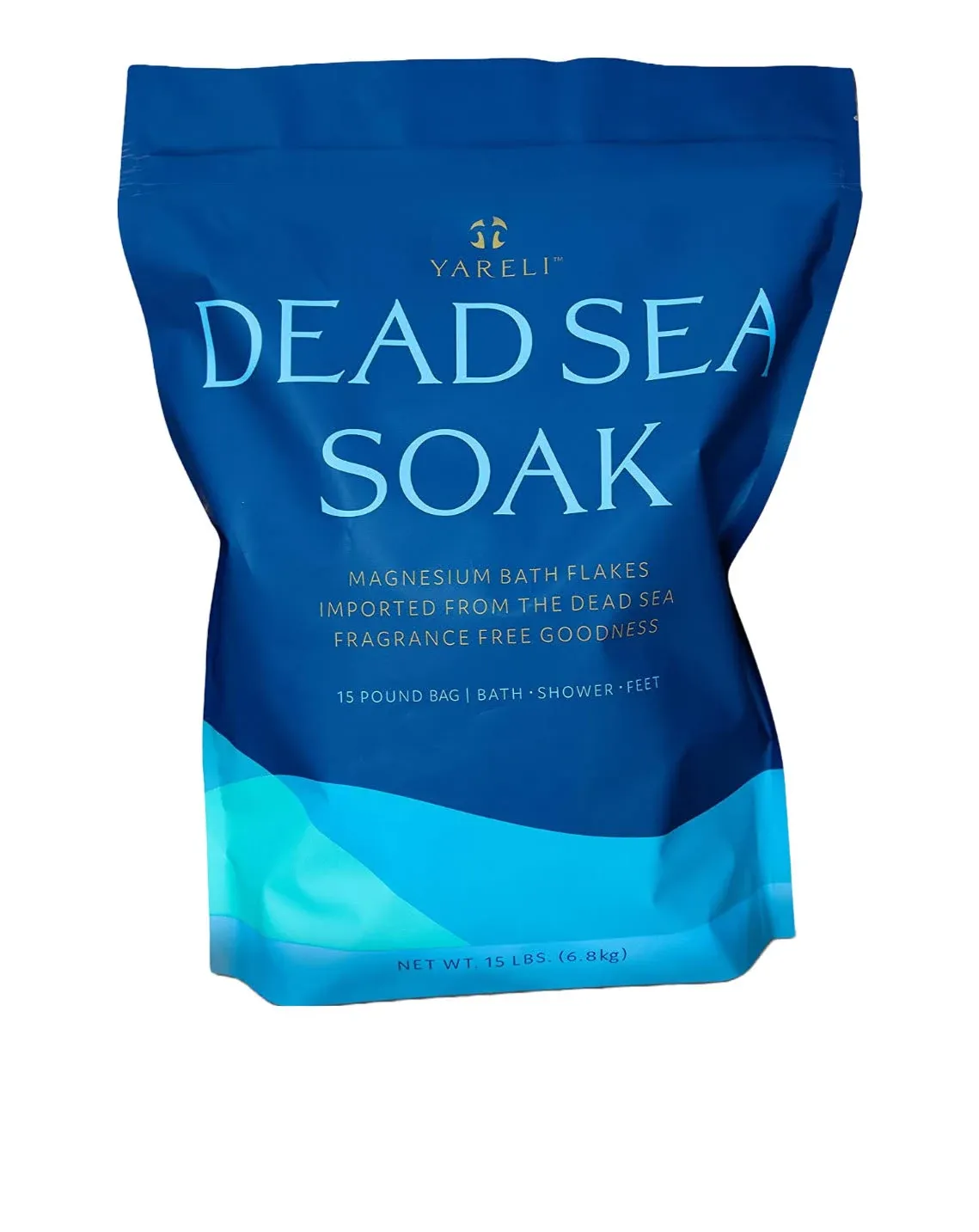 Yareli Dead Sea Soak, Unscented Magnesium Bath Flakes, 15lb