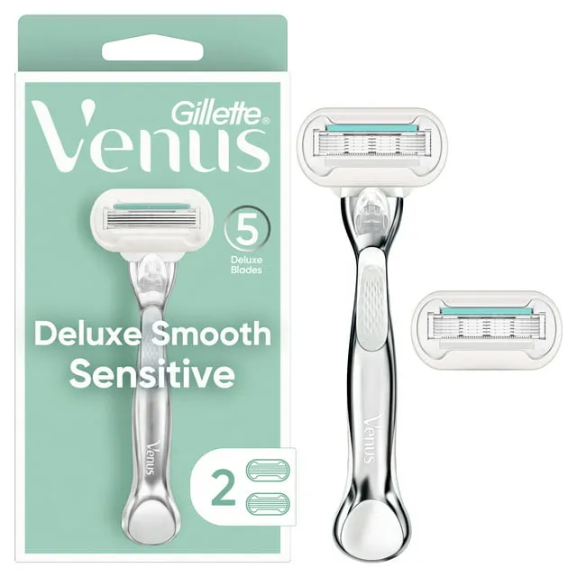 Gillette Venus Deluxe Smooth Sensitive Women's Razor Handle + 2 Blade Refills