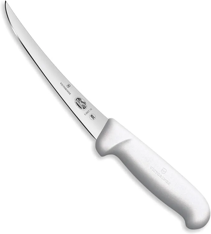 Victorinox Cutlery 6-Inch Semi-Stiff Boning Knife, Curved Blade, White Fibrox...