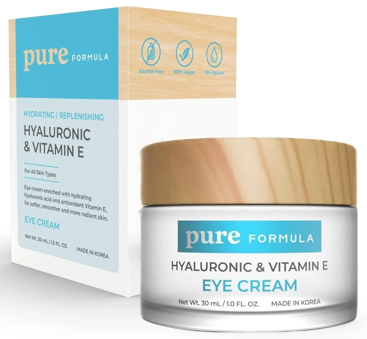 Pure Formula Hyaluronic Acid & Vitamin E Eye Cream - for Dark Circles and ...