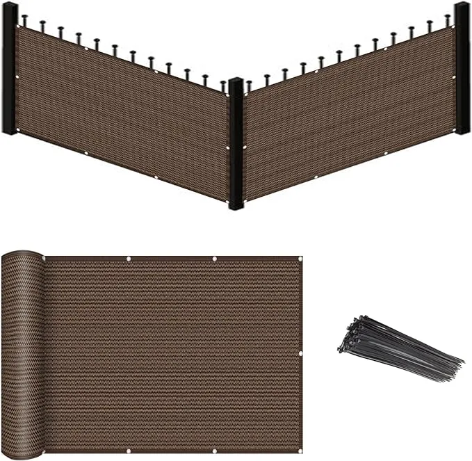 Eden's Decor Balcony Privacy Screen Cover Mesh Windscreen Weather-Resistant UV Protection for Backyard Deck, Patio, Balcony, Pool, Porch, Fence, Railing, Gardening (Brown,3'x 15')