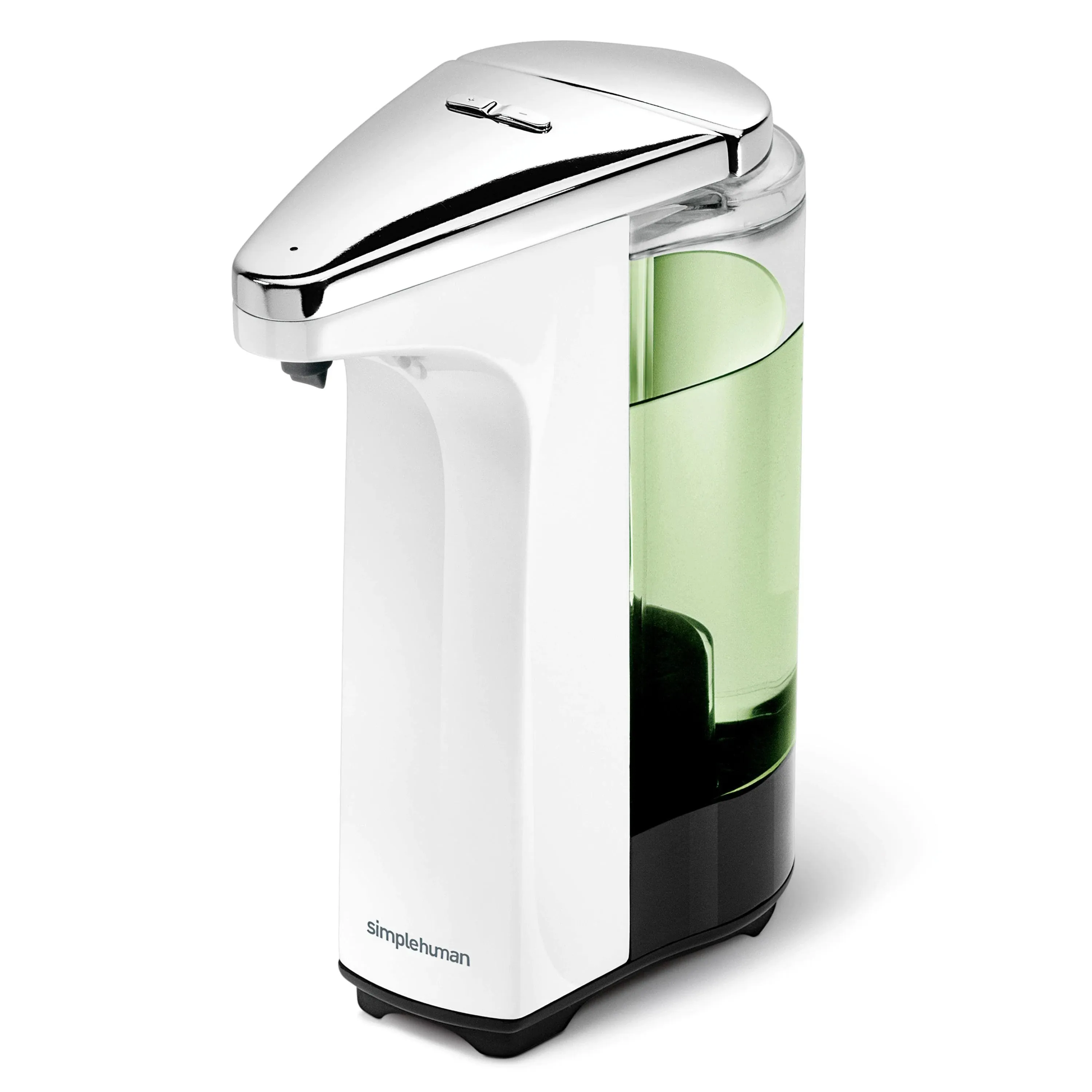 simplehuman 8 oz. Touch-Free Sensor Liquid Soap Pump Dispenser with Soap Sample, White 